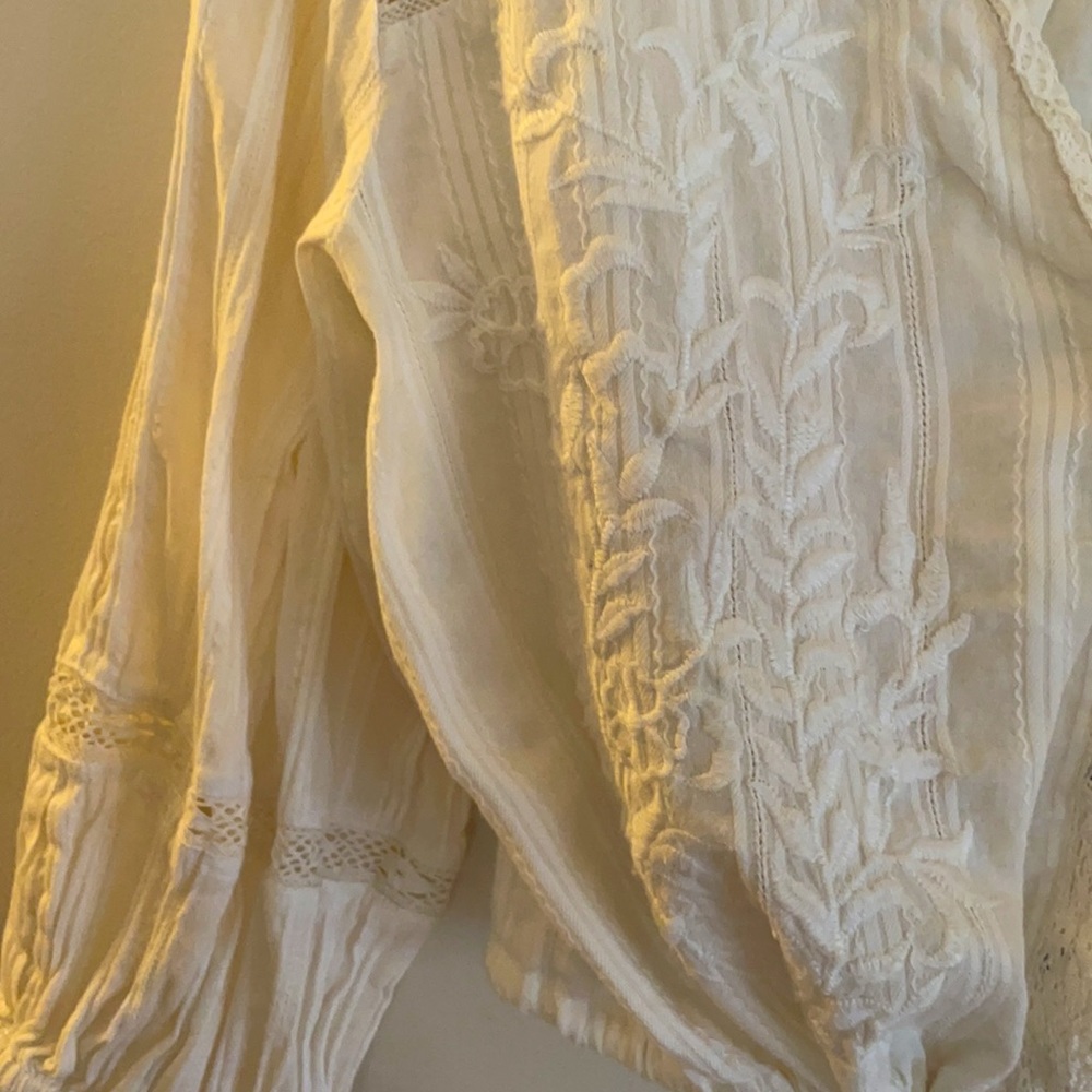 Free people button down lace blouse